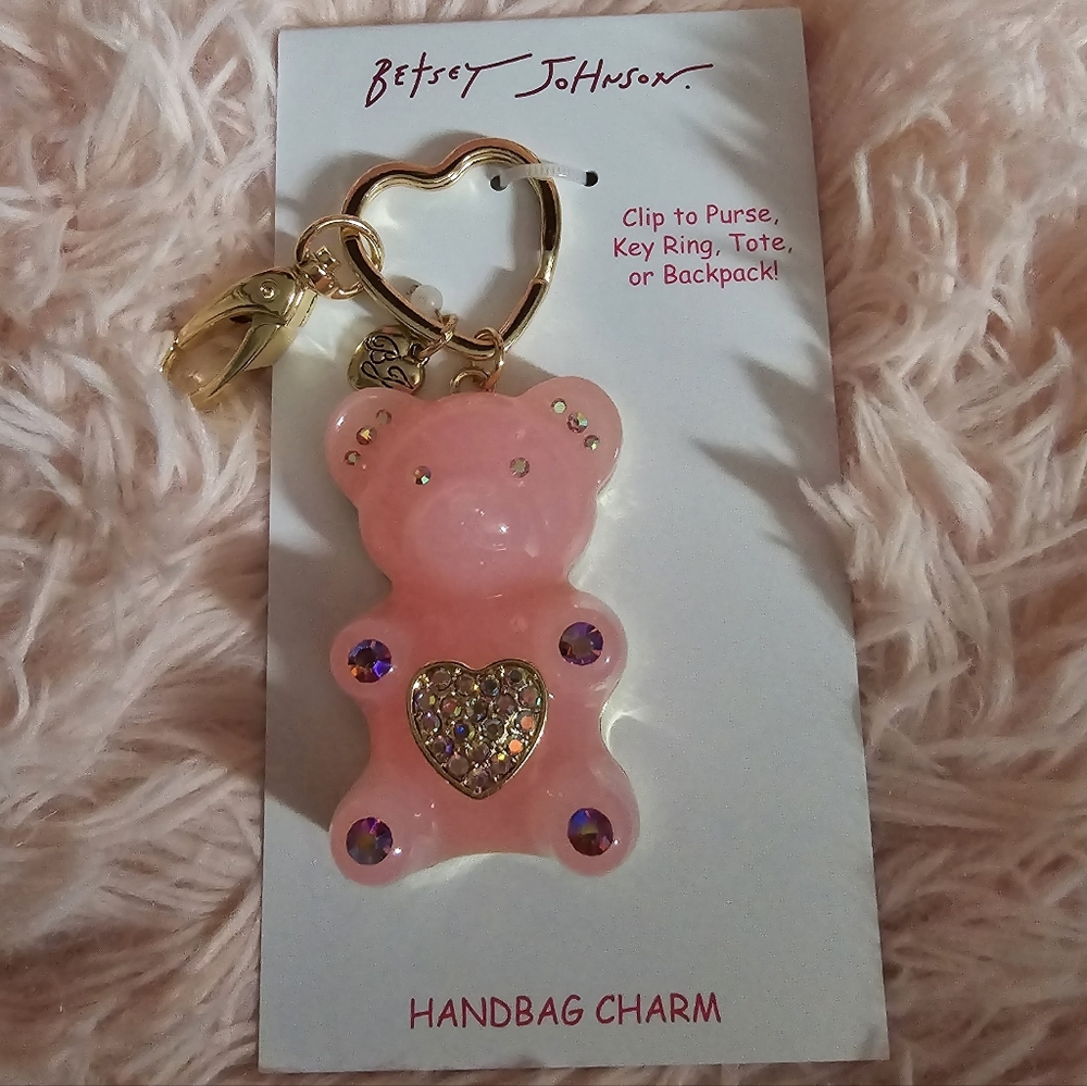 Betsey Johnson Jumbo Pink Gummy Bear bag/purse charm! NWT